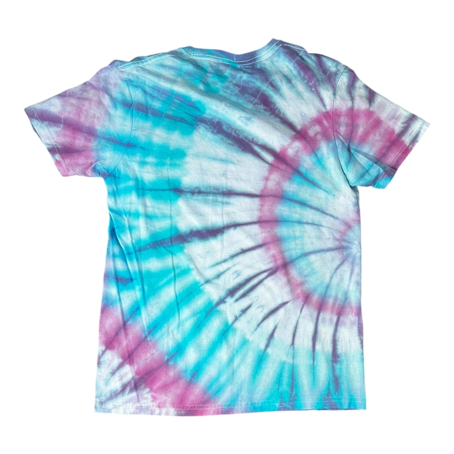 Adult Medium Pink Blue and Purple Side Spiral Ice Dye Tie Dye Shirt