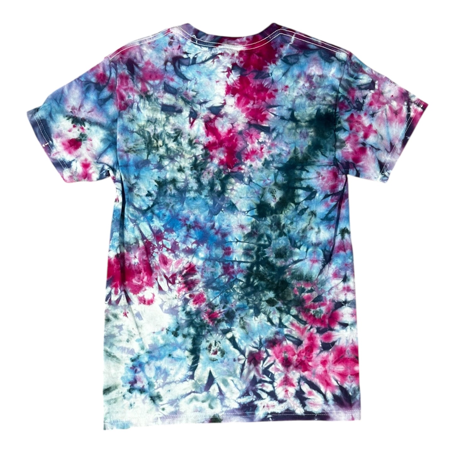 Adult Small Blue Teal and Purple Scrunch Ice Dye Tie Dye Shirt