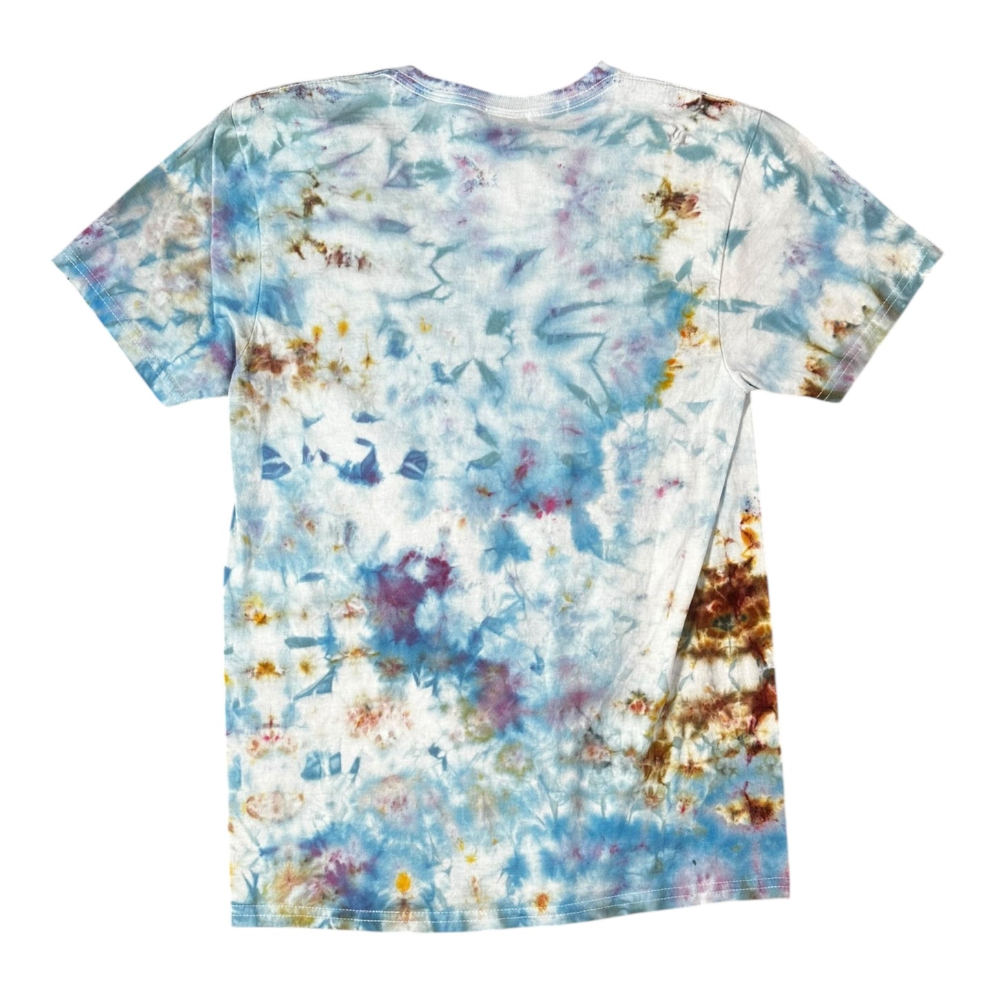 Adult Small Blue Brown and Purple Scrunch Ice Dye Tie Dye Shirt