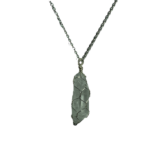 Sterling Silver | Gold Raw or Double Terminated Clear Quartz Caged Wire Wrapped Pendant