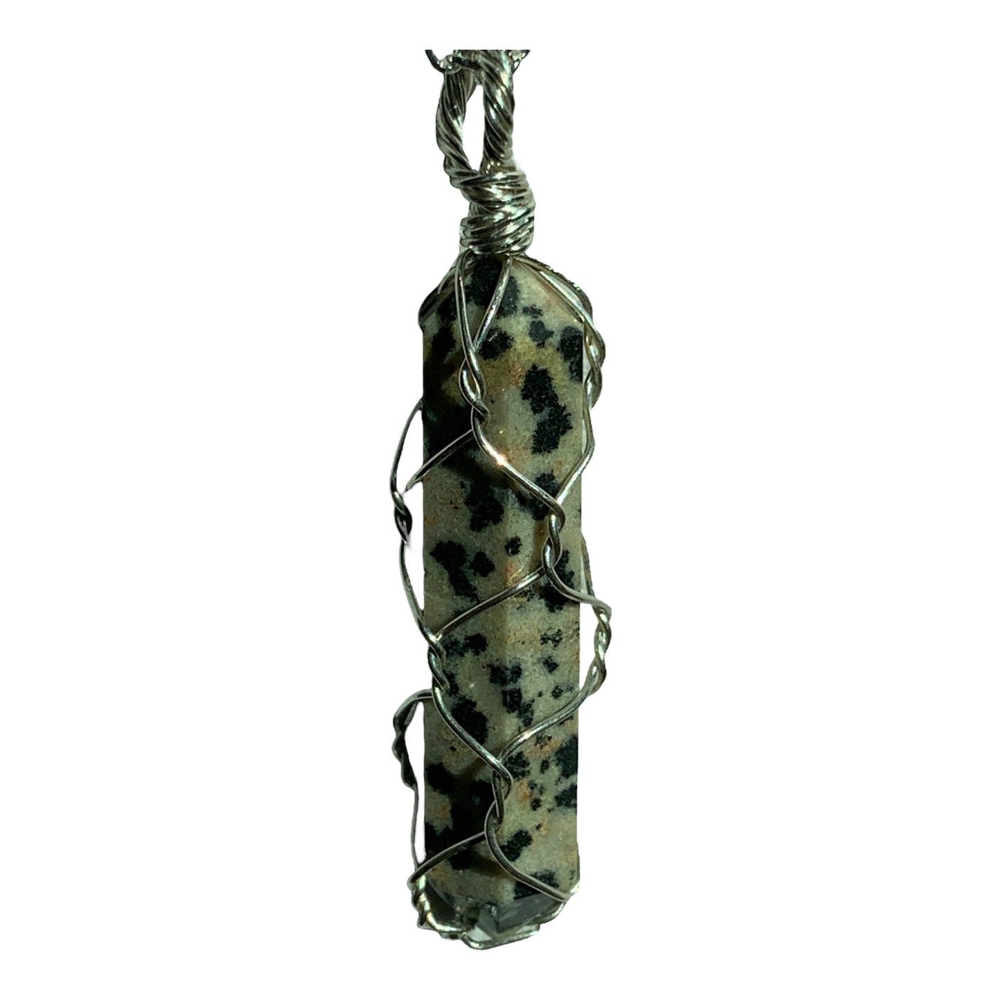 Sterling Silver | 14KT Gold Filled Wire Wrapped Dalmatian Jasper Cage Pendant
