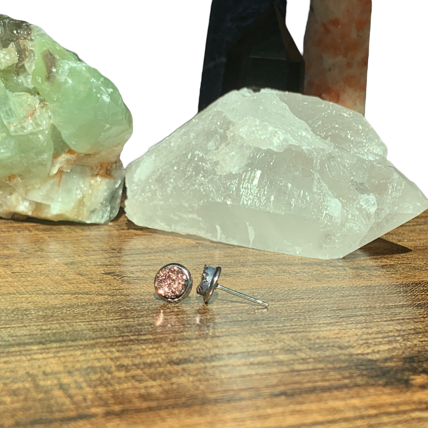 6MM Hypoallergenic Rose Gold Druzy Earring Studs
