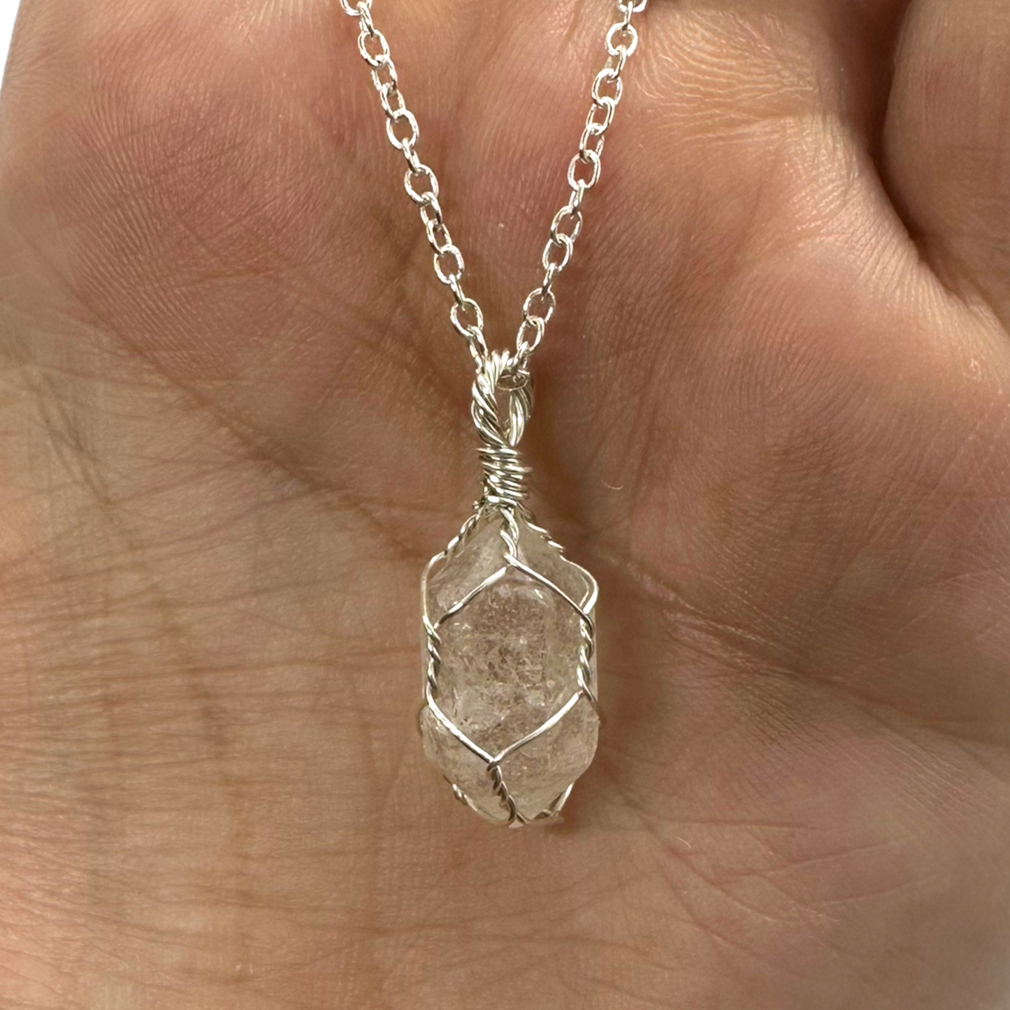 Sterling Silver | 14KT Gold Filled Wire Wrapped Clear Quartz Mini Cage Pendant