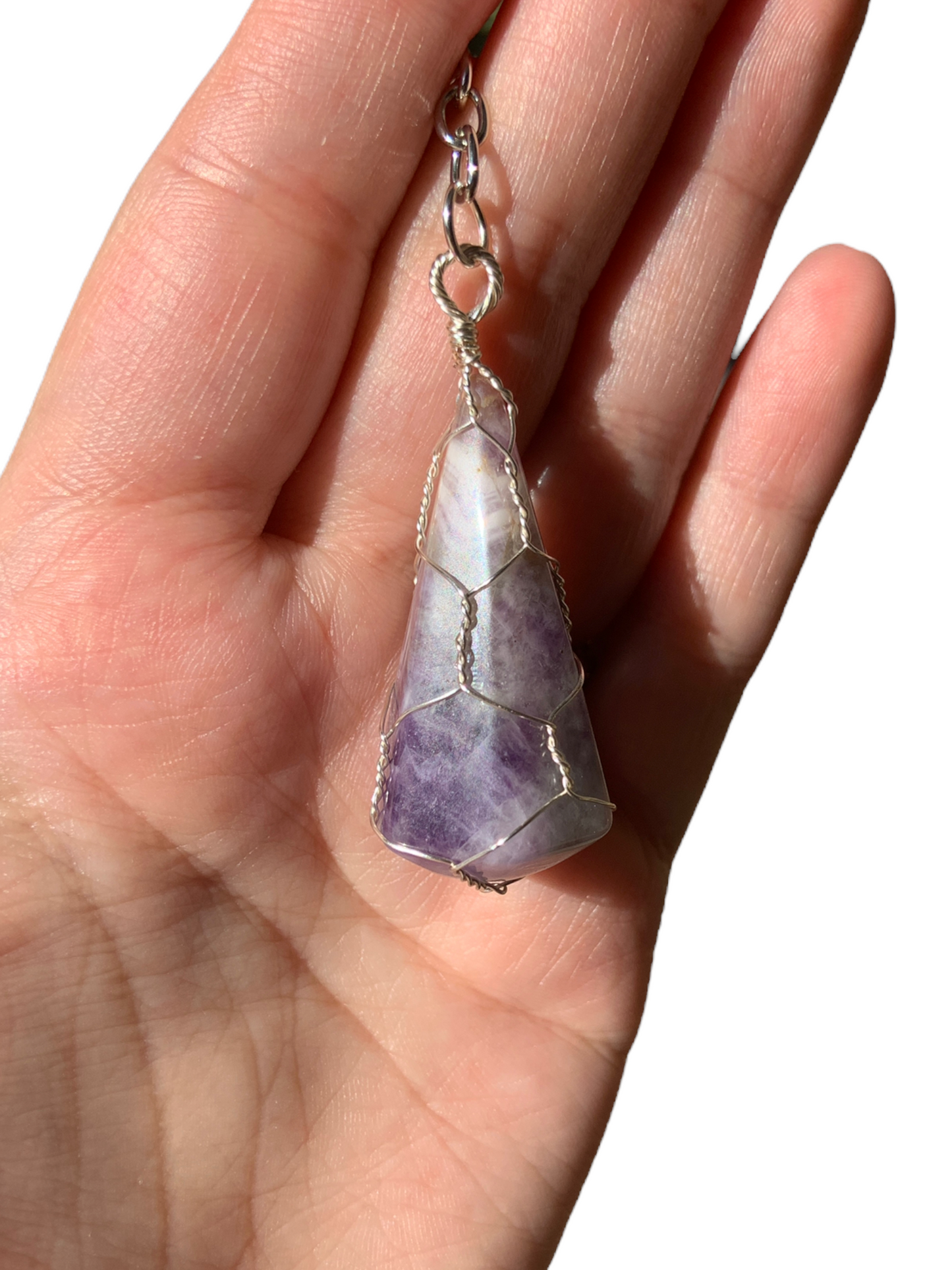 Amethyst Caged Wire Wrapped Crystal Keychain