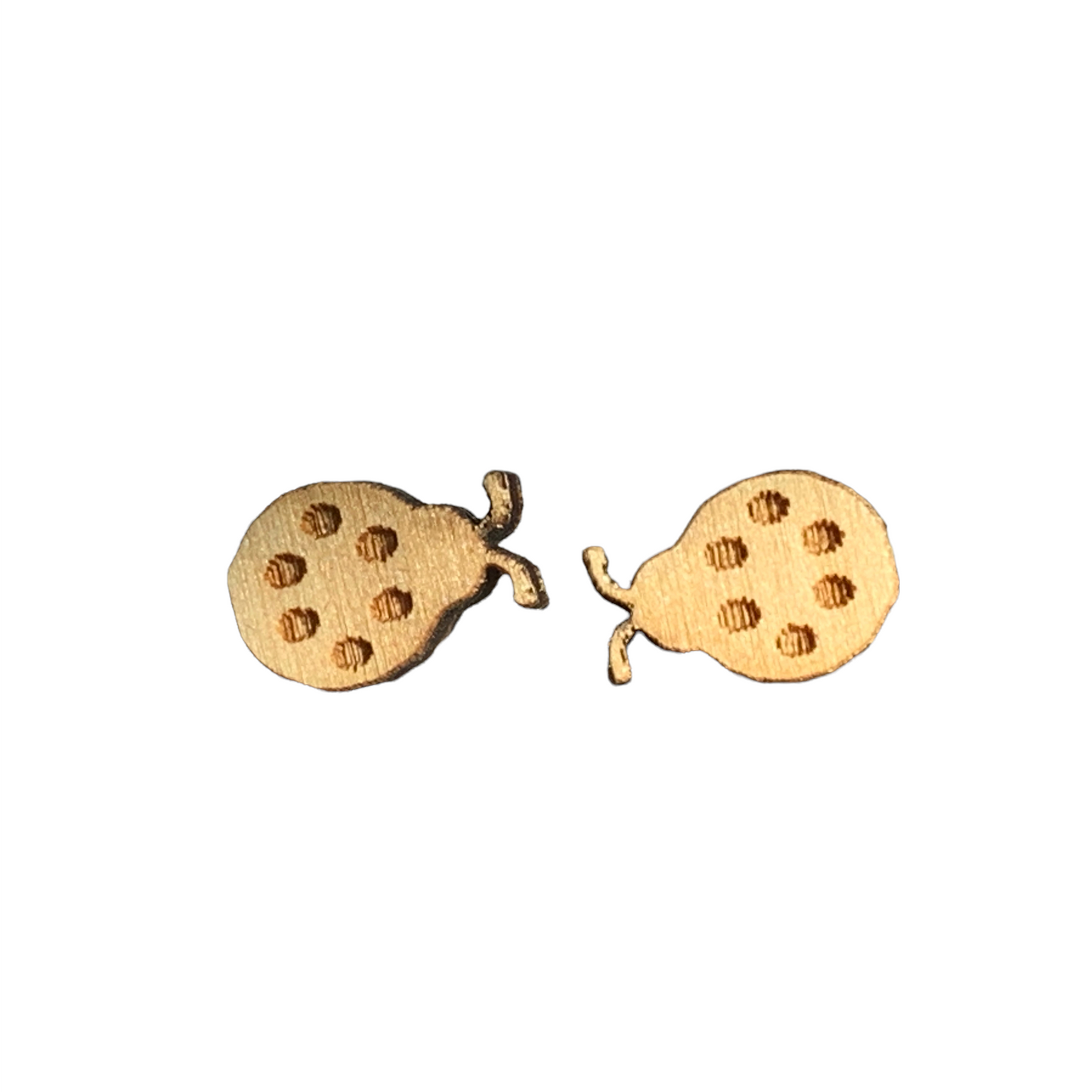 Hypoallergenic Ladybug Laser Engraved Wood Earrings