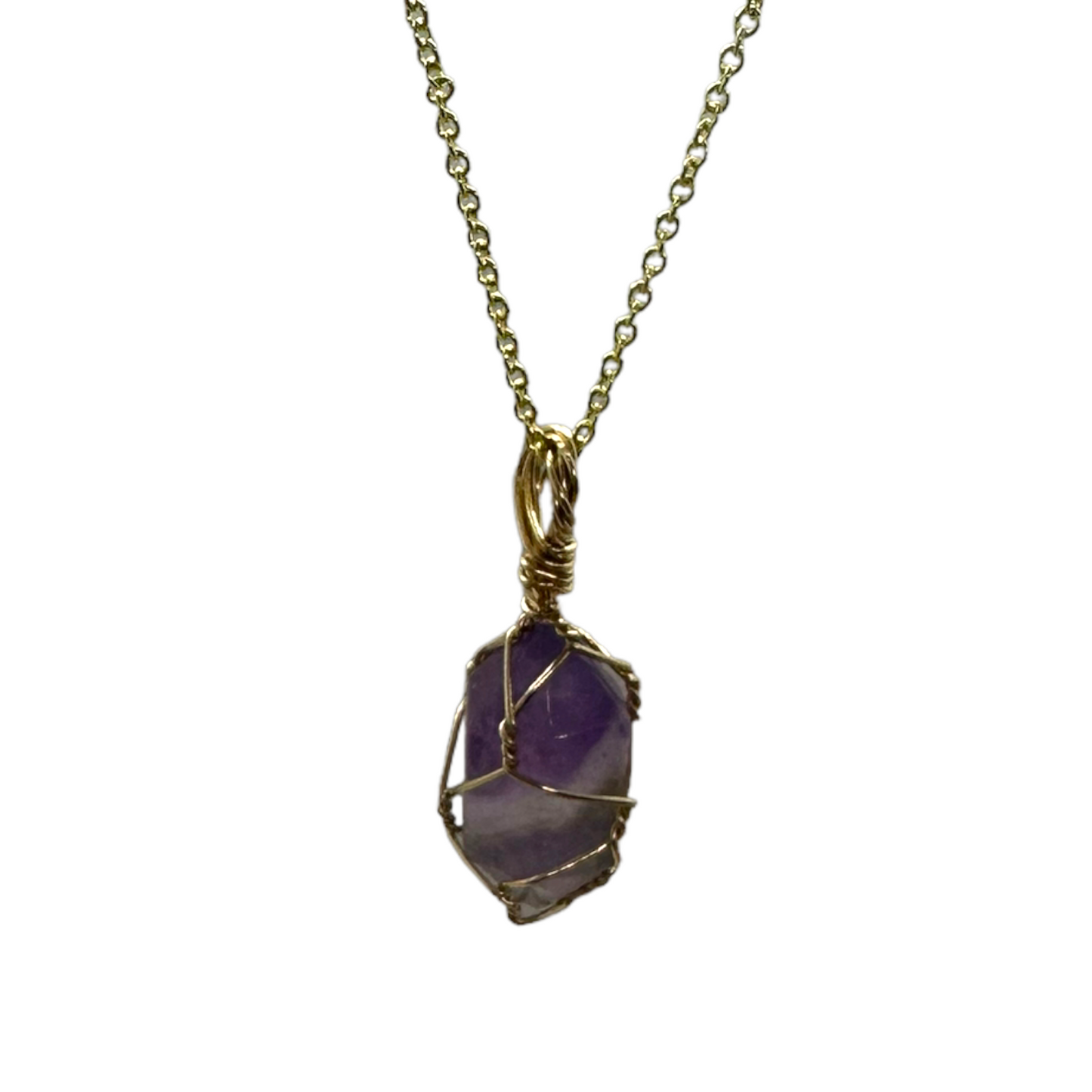 Sterling Silver | 14KT Gold Filled Amethyst Wire Wrapped Mini Cage Pendant