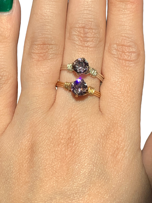 Sterling Silver | 14KT Gold Filled Light Amethyst Crystal Ring