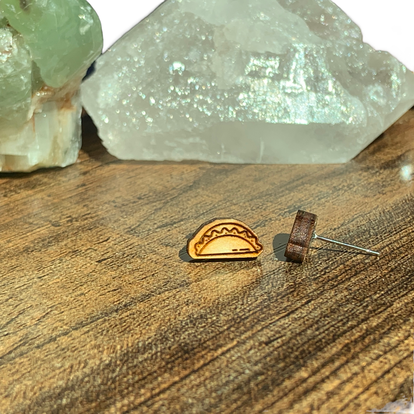Painted | Natural Wood Hypoallergenic Taco Laser Engraved Wood Earrings