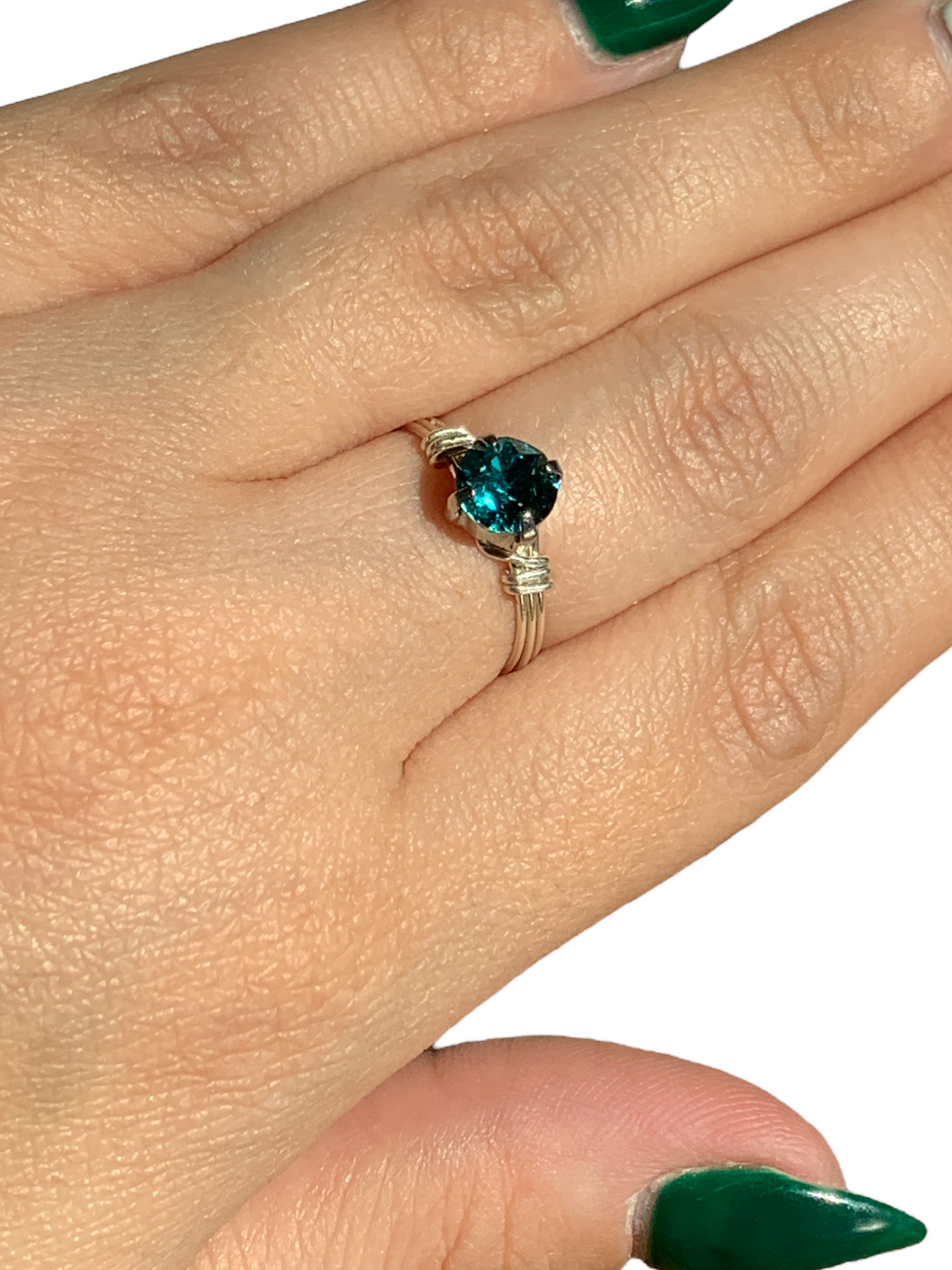 Sterling Silver | 14KT Gold Filled Blue Zircon Crystal Ring