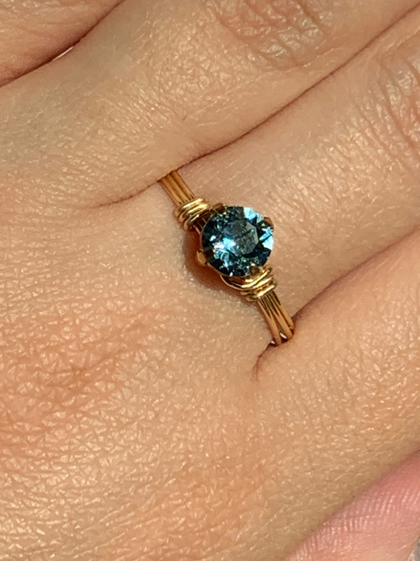 Sterling Silver | 14KT Gold Filled Aquamarine Crystal Ring