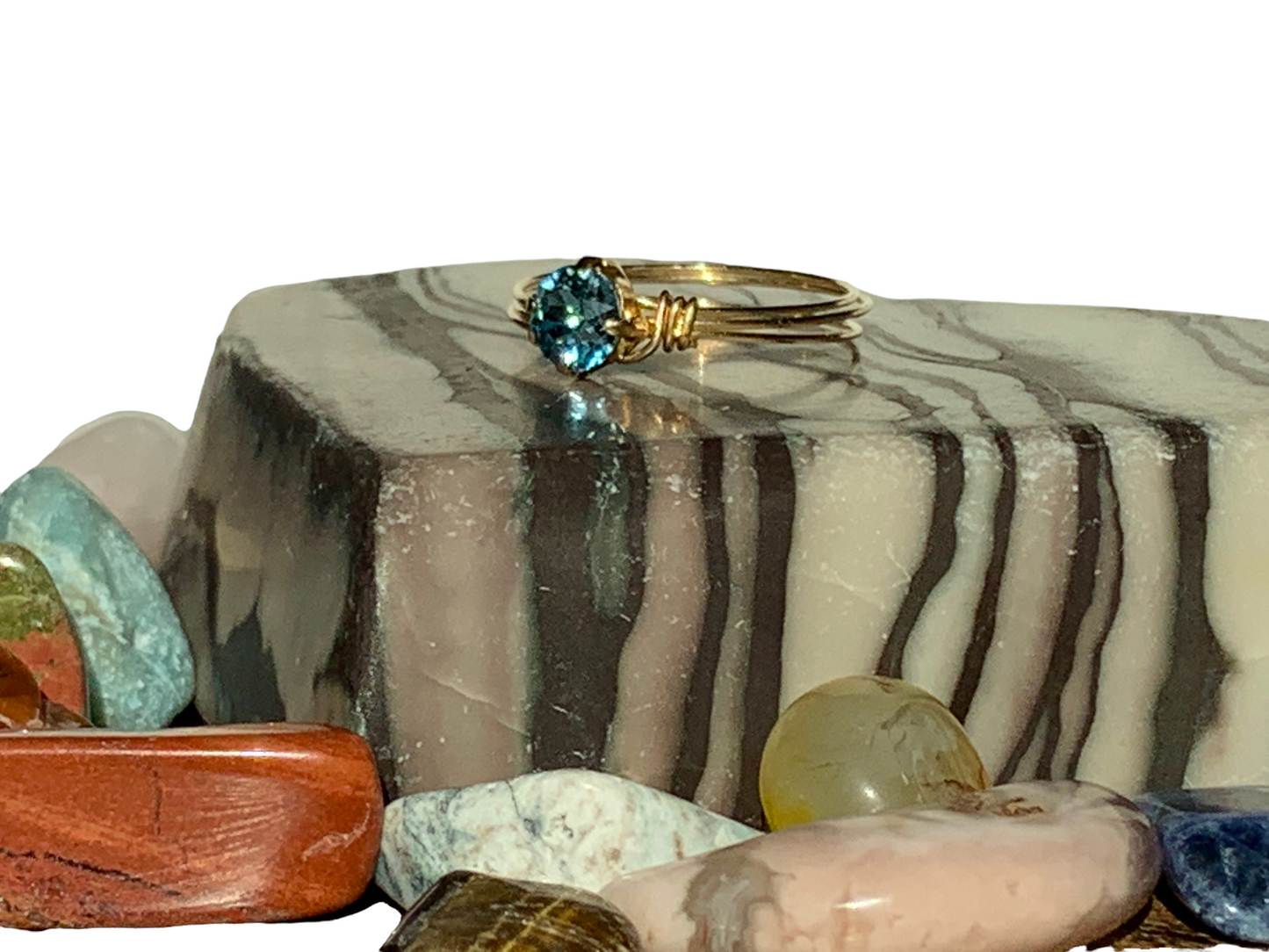 Sterling Silver | 14KT Gold Filled Aquamarine Crystal Ring