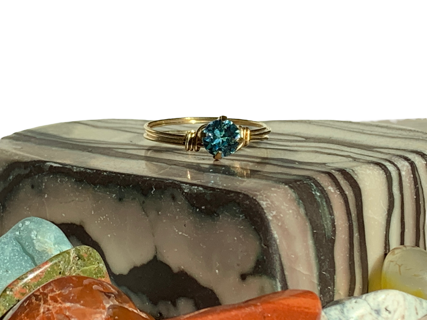 Sterling Silver | 14KT Gold Filled Aquamarine Crystal Ring