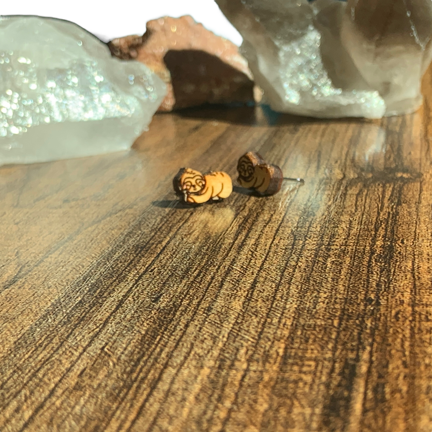 Hypoallergenic Sloth Laser Engraved Wood Earrings
