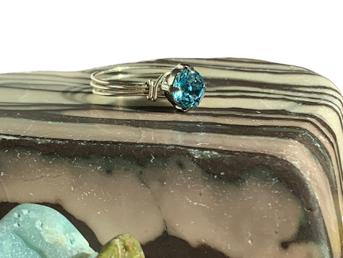Sterling Silver | 14KT Gold Filled Aquamarine Crystal Ring