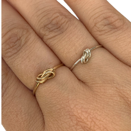 Sterling Silver | 14KT Rolled Rose Gold | 14KT Rolled Gold Forget Me Knot Wire Ring