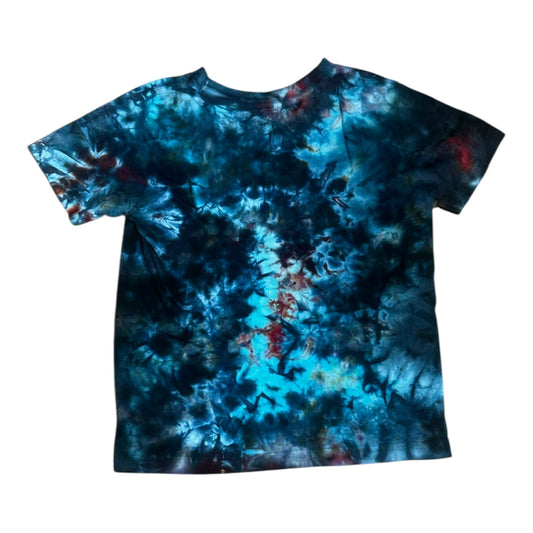 Toddler 4T Blue Black and Red Scrunch Ice Dye Tie Dye Shirt