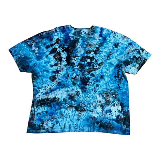 Adult 4XL Blue and Black Scrunch Ice Dye Tie Dye Shirt
