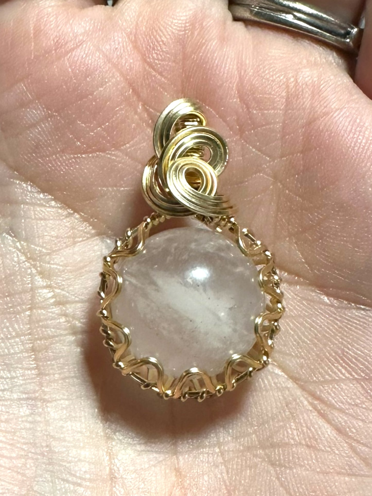 Sterling Silver | 14KT Gold Filled Wire Wrapped Rose Quartz Crystal Fidget Bezel Pendant