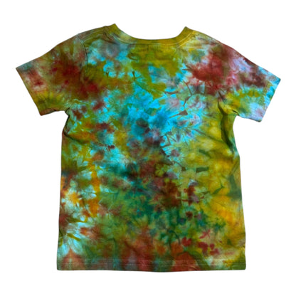 Toddler 3T Blue Green Yellow and Red Scrunch Ice Dye Tie Dye Shirt