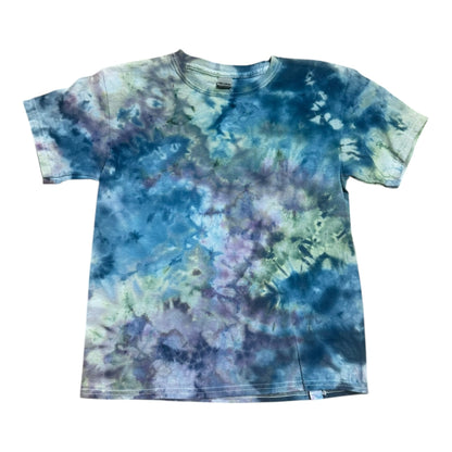 Youth Large Purple Green and Blue Scrunch Ice Dye Tie Dye Shirt