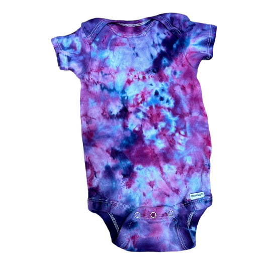 Infant 3-6 Months Purple Hues Scrunch Ice Dye Tie Dye Onesie