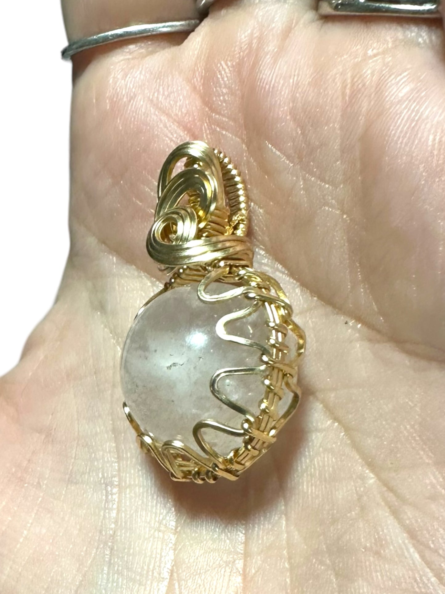 Sterling Silver | 14KT Gold Filled Wire Wrapped Rose Quartz Crystal Fidget Bezel Pendant