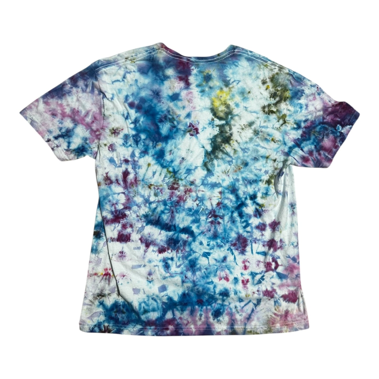 Adult Large Blue Brown Yellow and Purple Scrunch Ice Dye Tie Dye Shirt