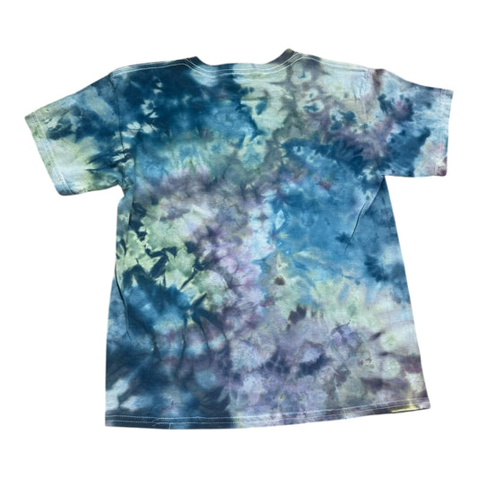 Youth Large Purple Green and Blue Scrunch Ice Dye Tie Dye Shirt