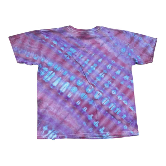Youth Medium Pastel Purple Pink and Blue Pleated Ice Dye Tie Dye Shirt