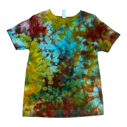 Toddler 3T Blue Green Yellow and Red Scrunch Ice Dye Tie Dye Shirt