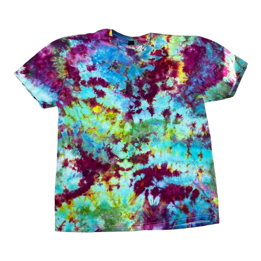 Adult Large Rainbow Scrunch Ice Dye Tie Dye Shirt