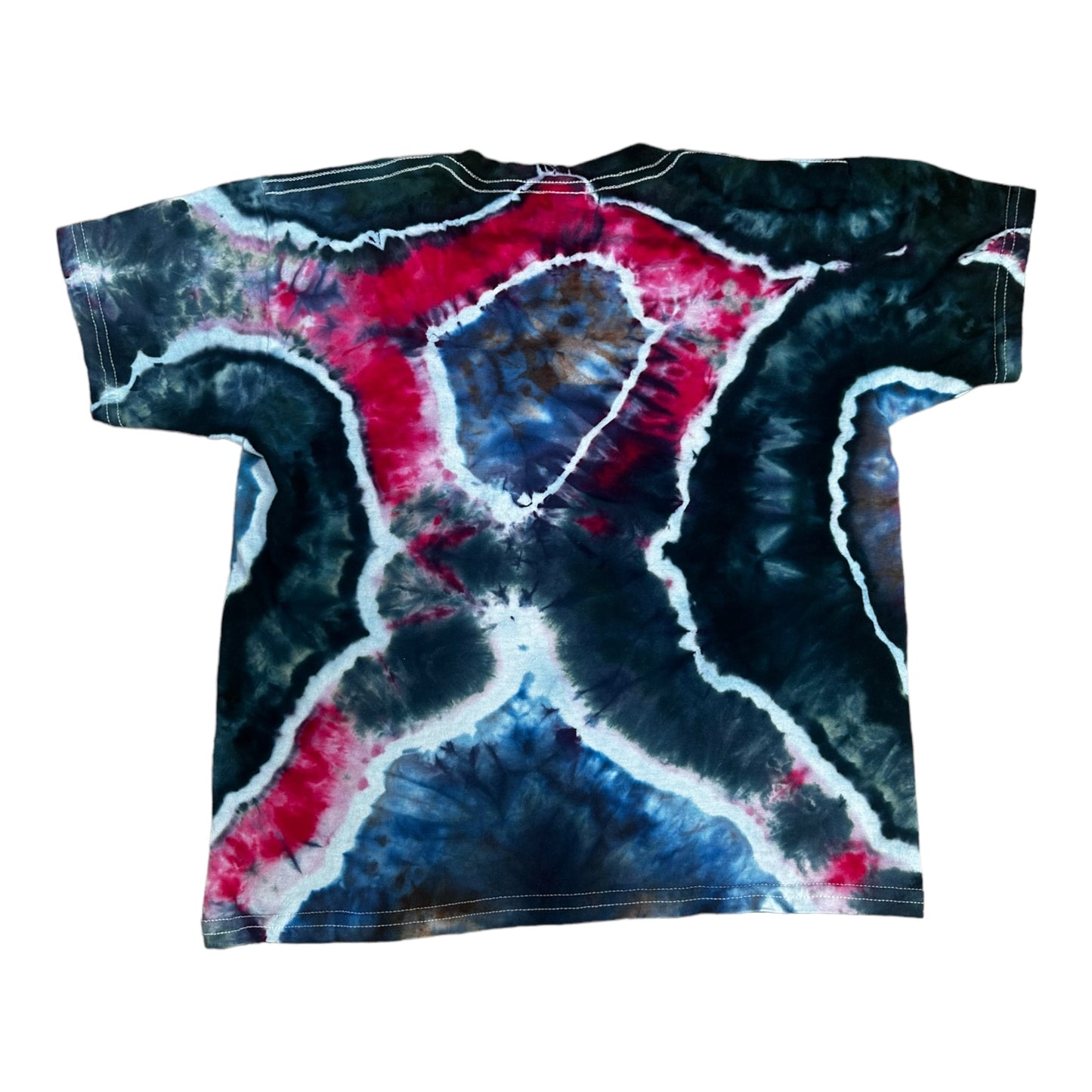 Youth Small Teal Pink and Brown Geode Ice Dye Tie Dye T-Shirt