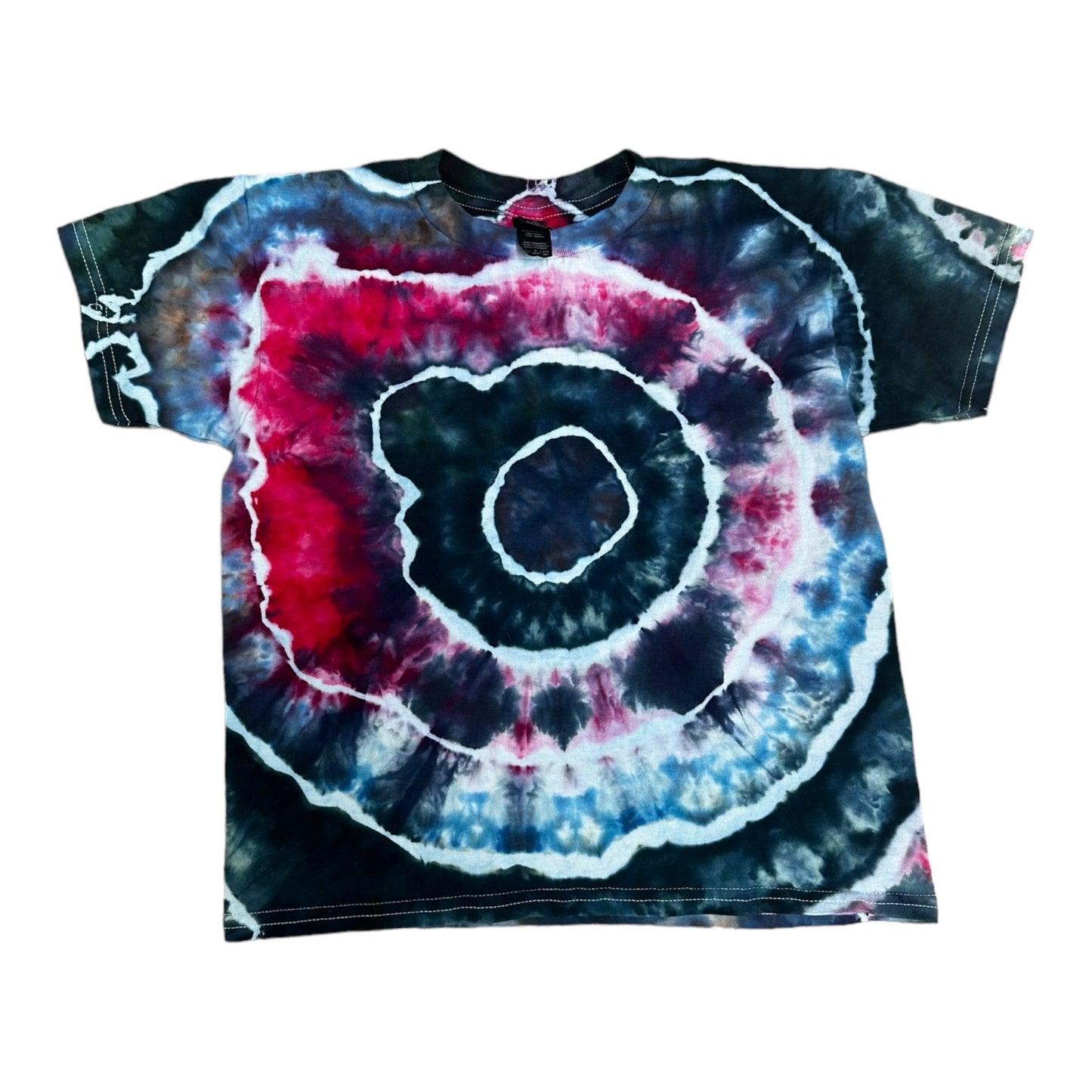 Youth Small Teal Pink and Brown Geode Ice Dye Tie Dye T-Shirt