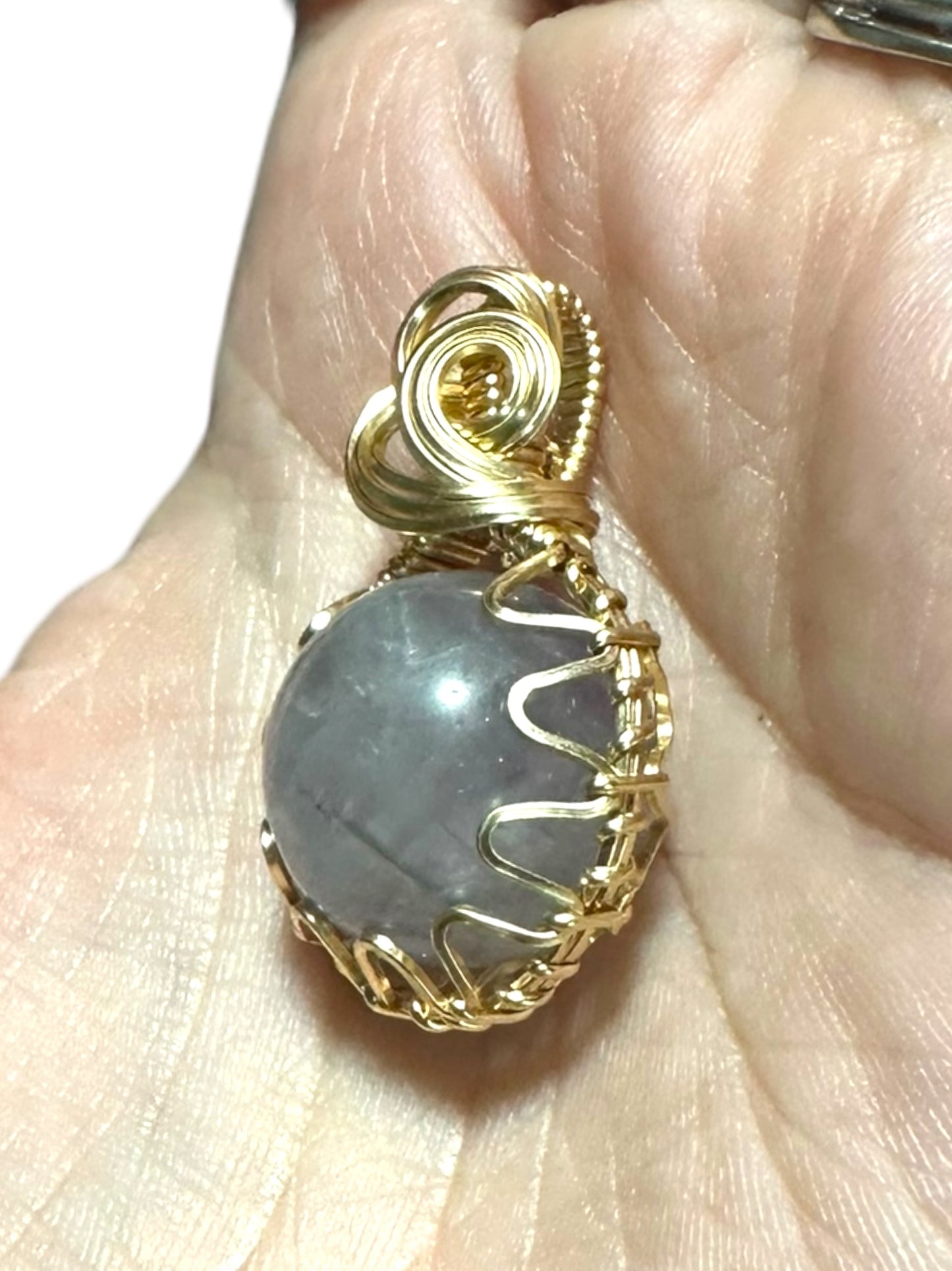 14KT Gold Filled Wire Wrapped Amethyst Crystal Fidget Bezel Pendant