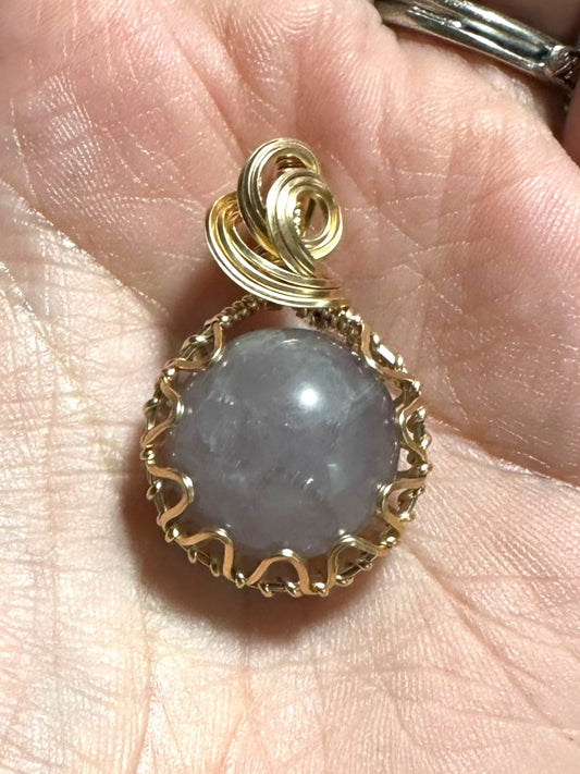 14KT Gold Filled Wire Wrapped Amethyst Crystal Fidget Bezel Pendant