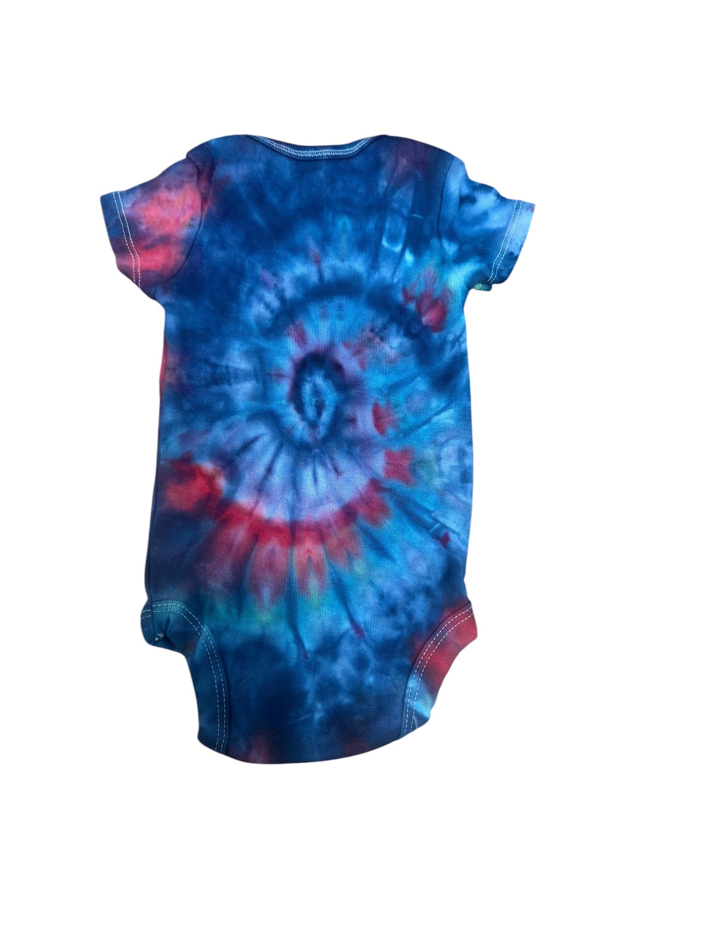 Infant 0-3 Months Blue Green and Red Spiral Ice Dye Tie Dye Onesie