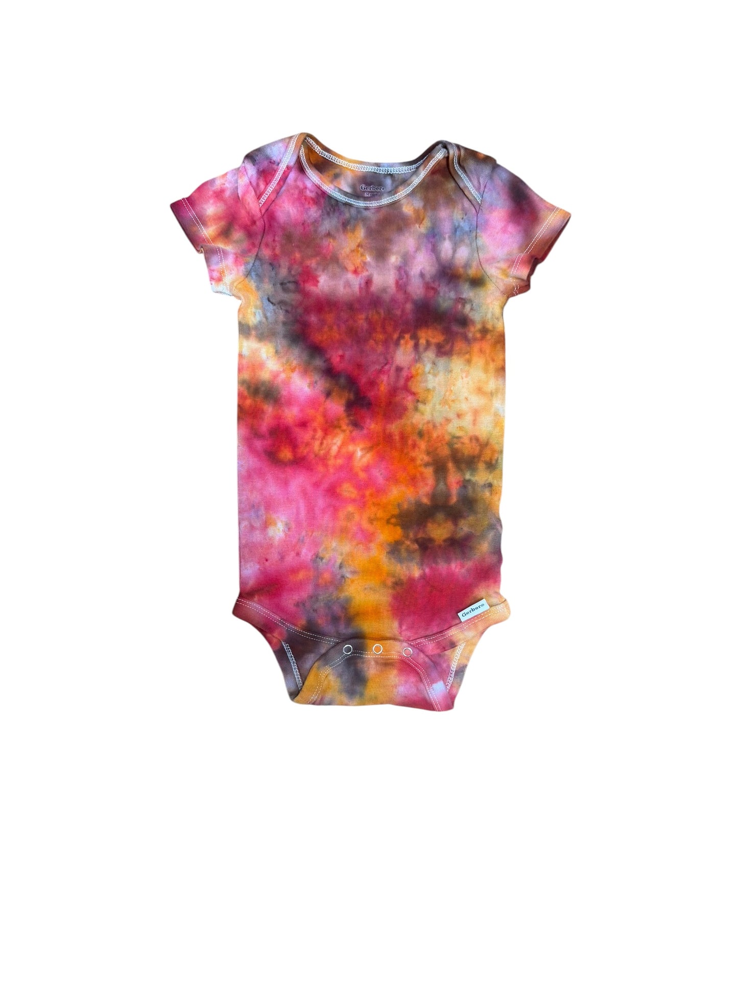 Infant 24 Months Brown Pink and Orange Ice Dye Tie Dye Onesie