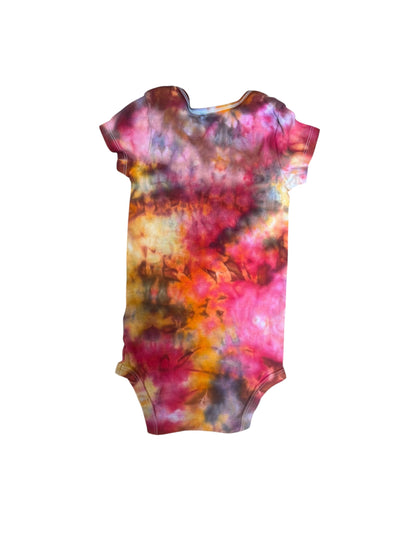 Infant 24 Months Brown Pink and Orange Ice Dye Tie Dye Onesie