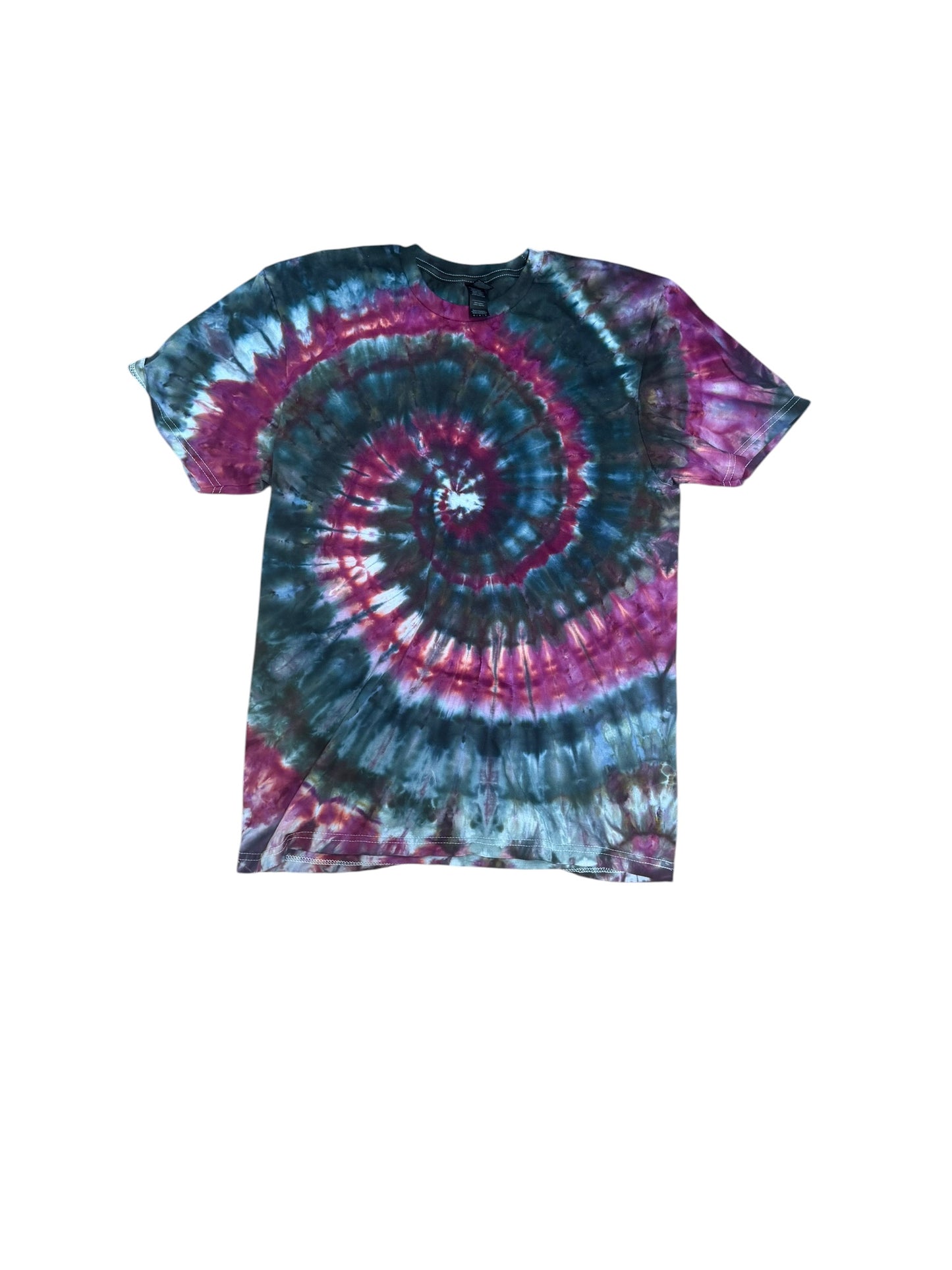 Adult Medium Black and Purple Spiral Ice Dye Tie Dye Shirt