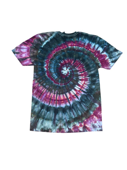 Adult Medium Black and Purple Spiral Ice Dye Tie Dye Shirt