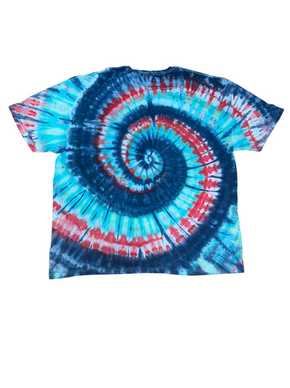 Adult 4XL Blue Red and Green Spiral Ice Dye Tie Dye Shirt