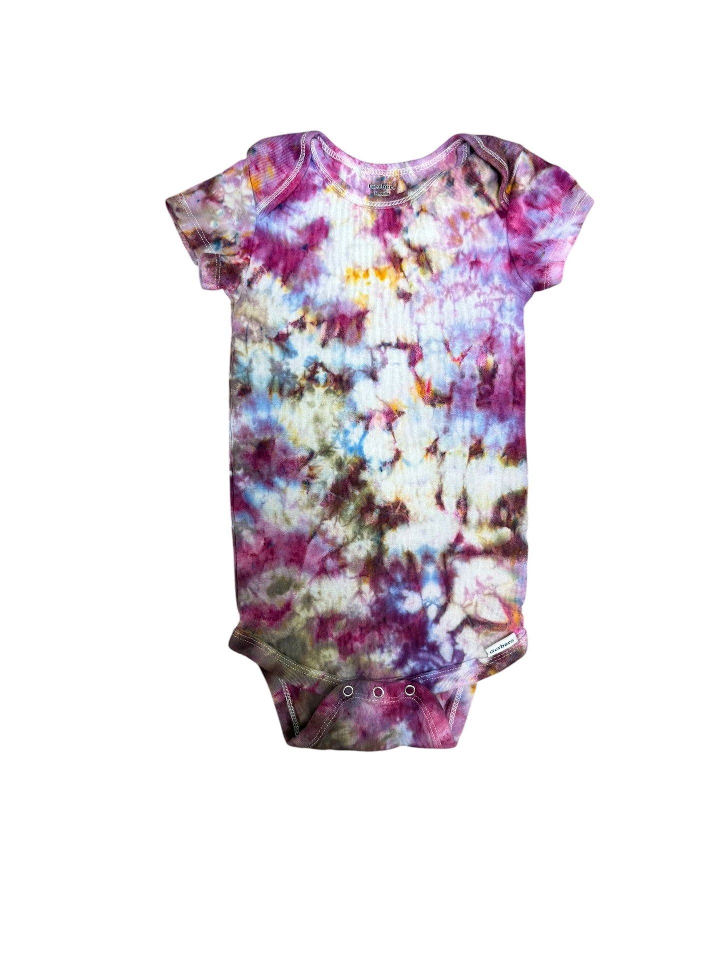 Infant 24 Months Blue Purple and Brown Scrunch Ice Dye Tie Dye Onesie
