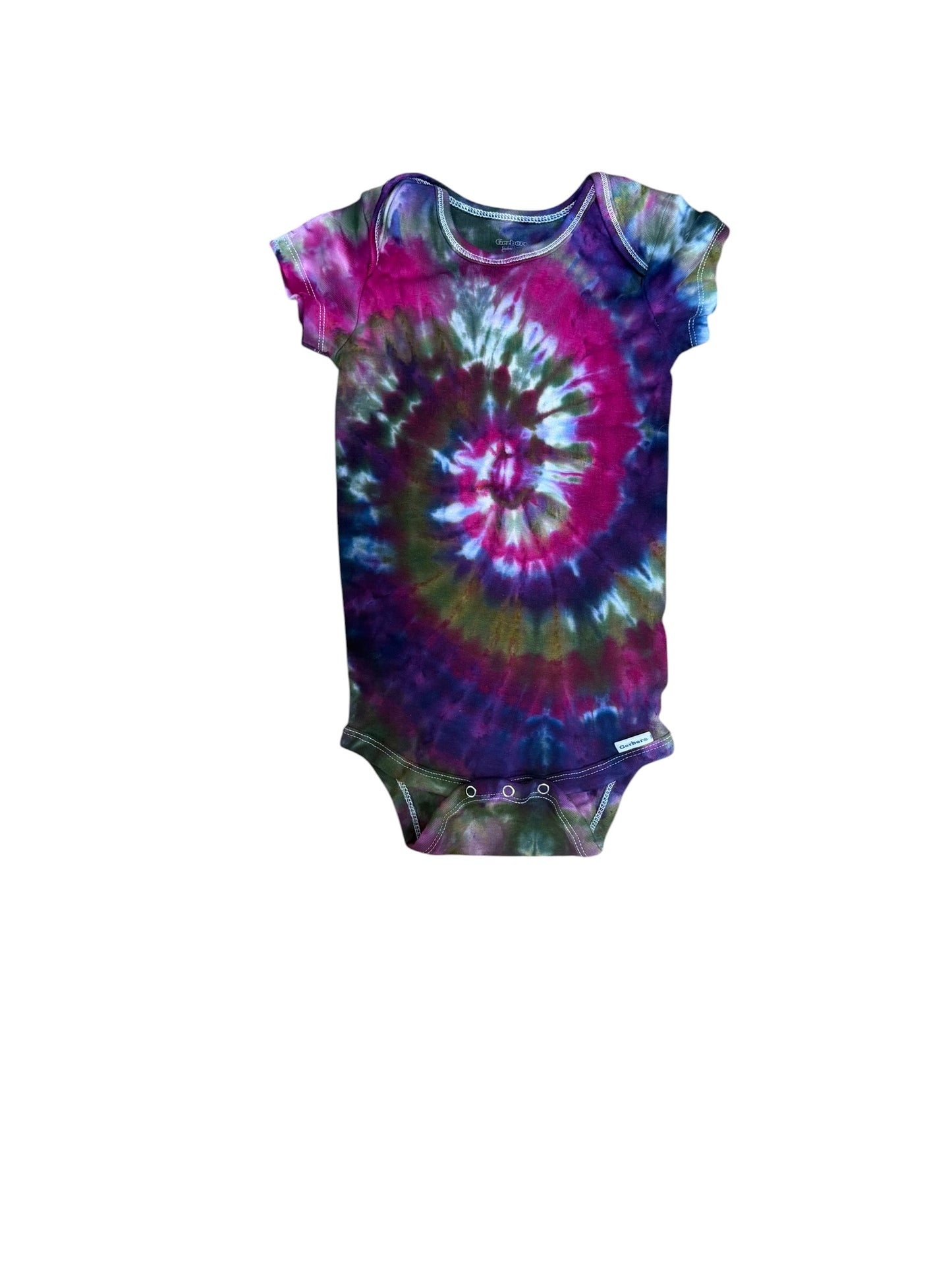Infant 24 Months Blue Purple Green and Brown Spiral Ice Dye Tie Dye Onesie