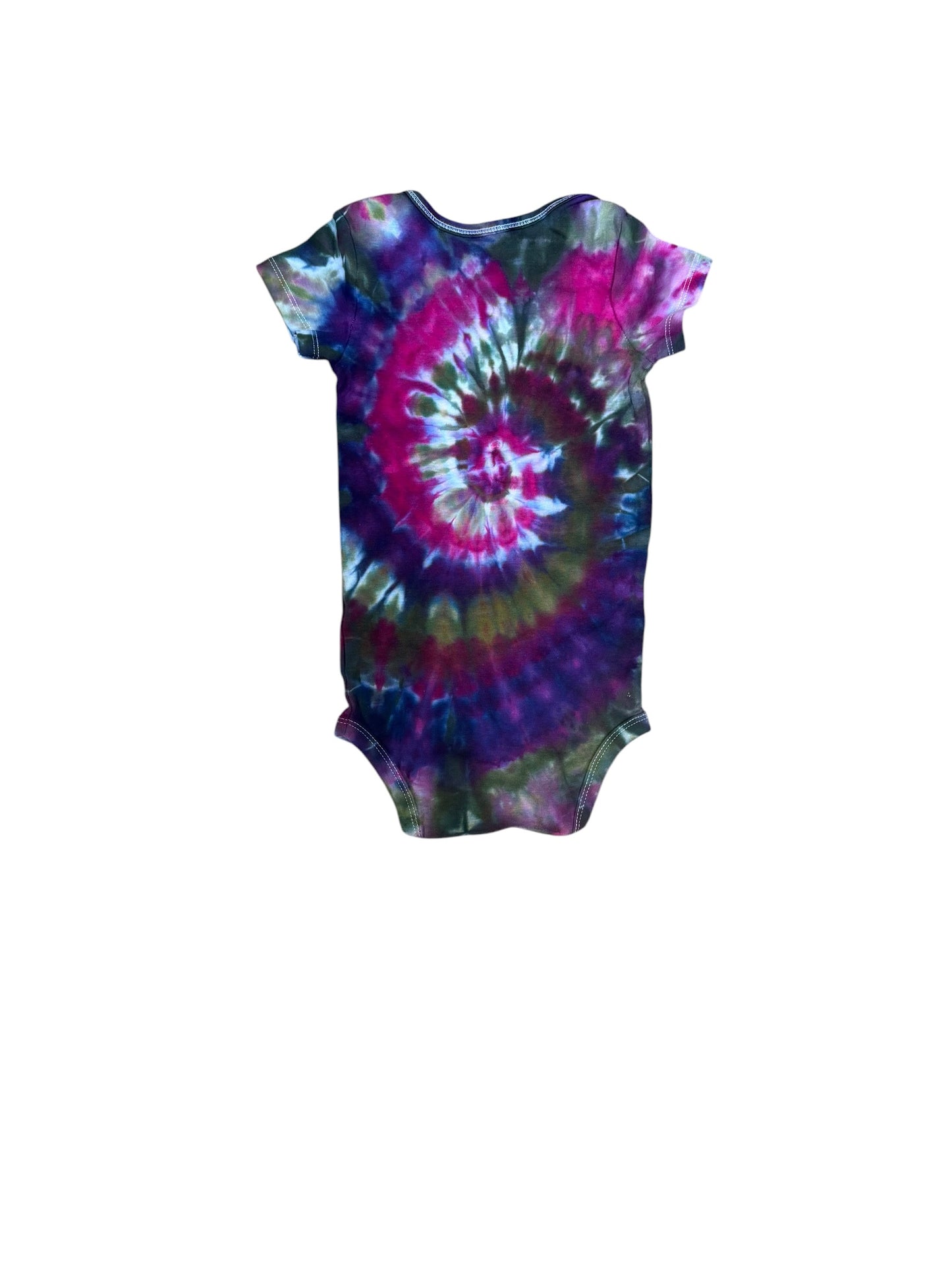 Infant 24 Months Blue Purple Green and Brown Spiral Ice Dye Tie Dye Onesie