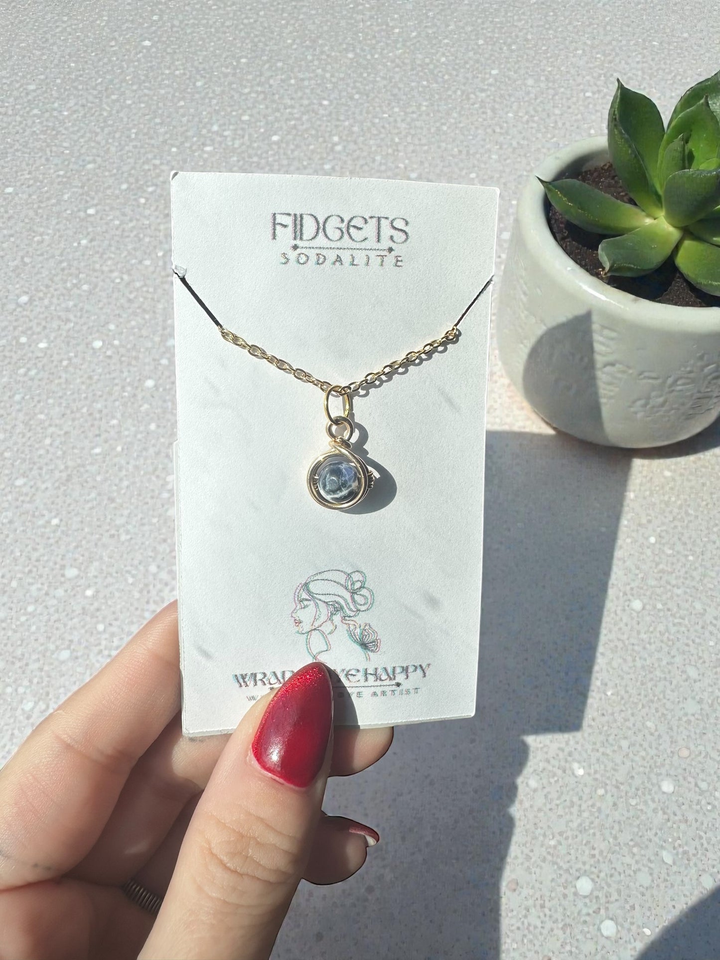 Sterling Silver | 14KT Gold Filled Mini Crystal Fidget Wire Wrapped Pendant