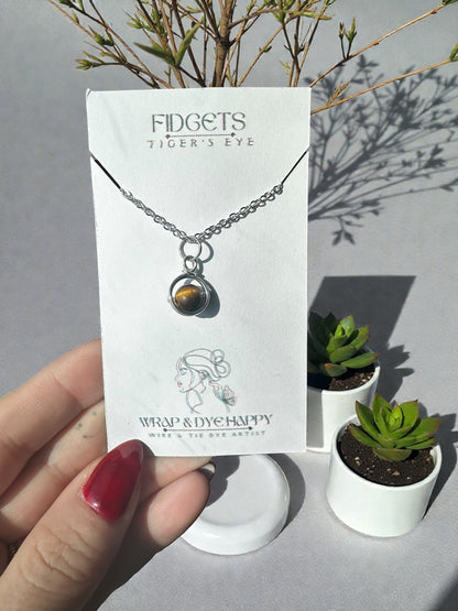 Sterling Silver | 14KT Gold Filled Mini Crystal Fidget Wire Wrapped Pendant