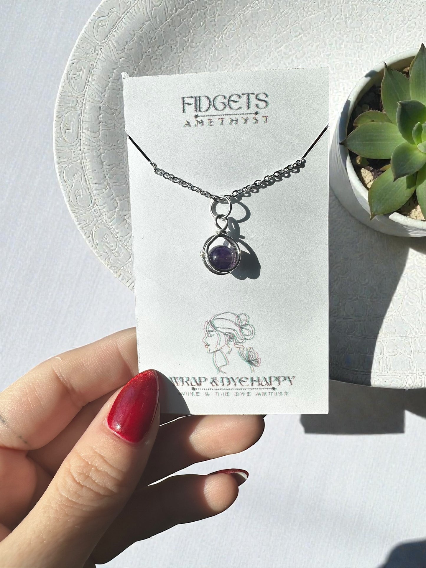 Sterling Silver | 14KT Gold Filled Mini Crystal Fidget Wire Wrapped Pendant