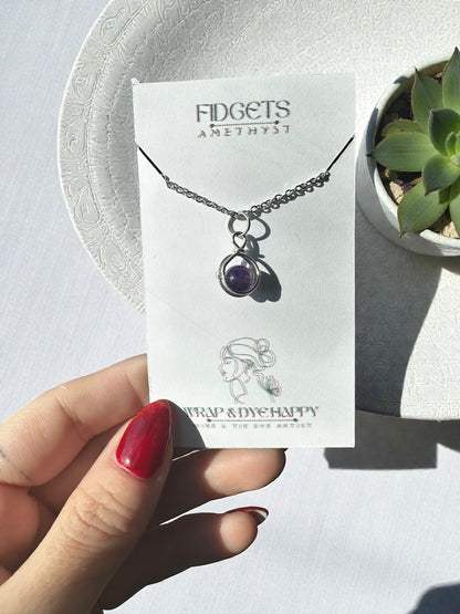 Sterling Silver | 14KT Gold Filled Mini Crystal Fidget Wire Wrapped Pendant