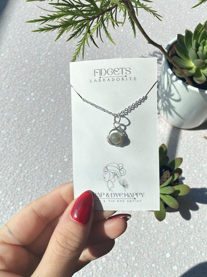 Sterling Silver | 14KT Gold Filled Mini Crystal Fidget Wire Wrapped Pendant