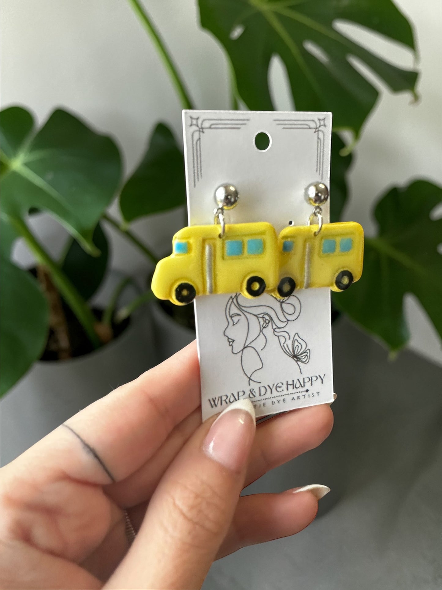 Hypoallergenic Clay School Bus Dangle/Stud Earrings